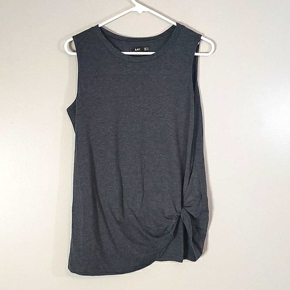 Women's dark gray twisted hem tank, size M